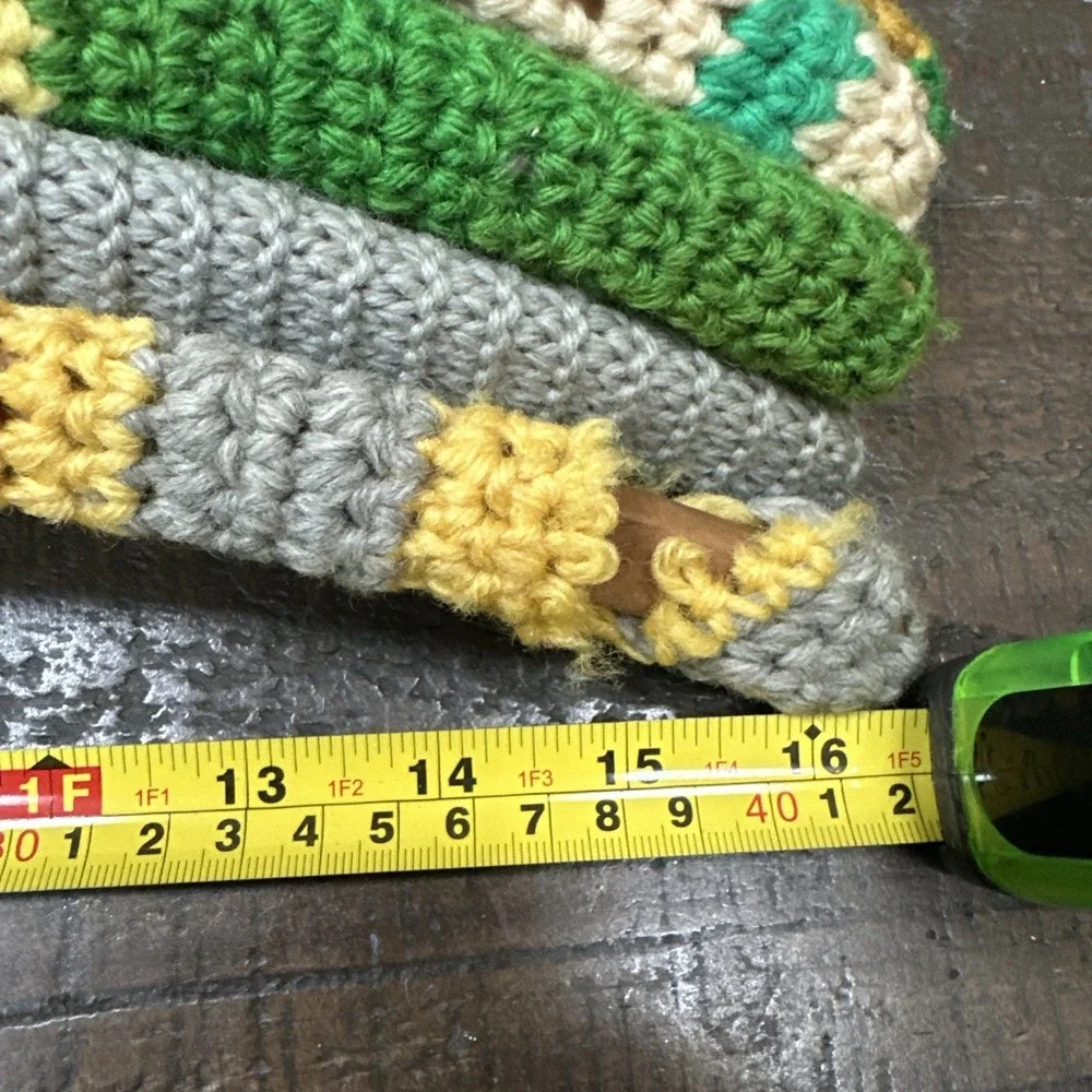 Lot 18 Vintage Crochet Covered Wooden Clothes Hangers Colorful Grannycore